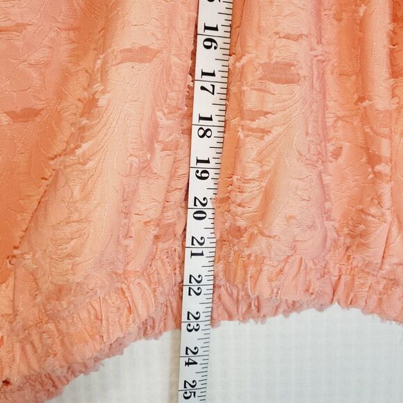 Lauren Conrad Shirt XL One Shoulder Cold Ruffle Tie Salmon Pink - Picture 8 of 9